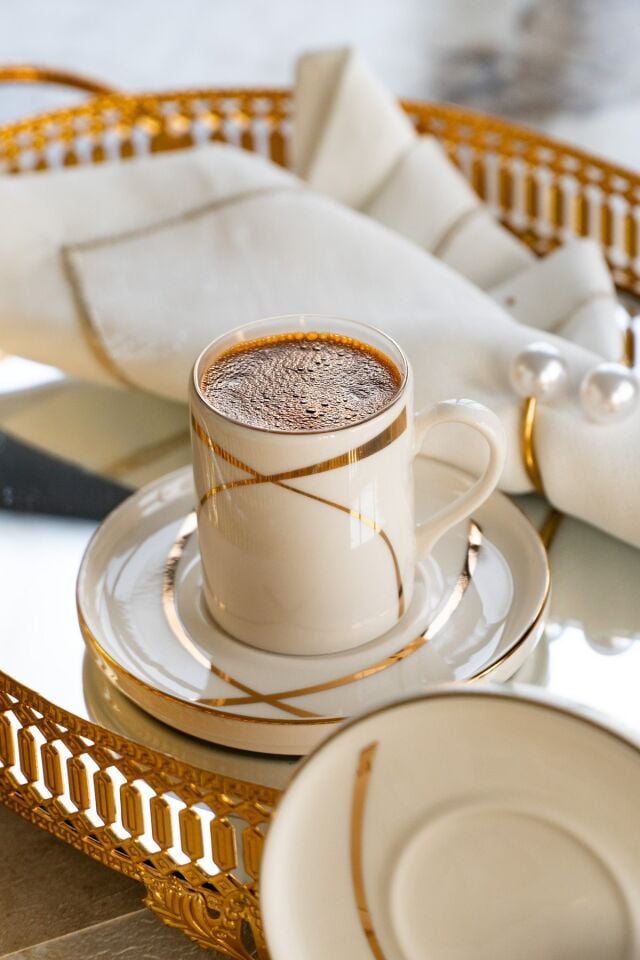 Ribon 12 Parça 6 Kişilik Porselen Kahve Fincan Takımı