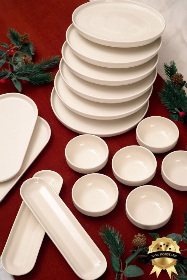 Rüya 16 Parça 6 Kişilik Porselen Kahvaltı Takımı