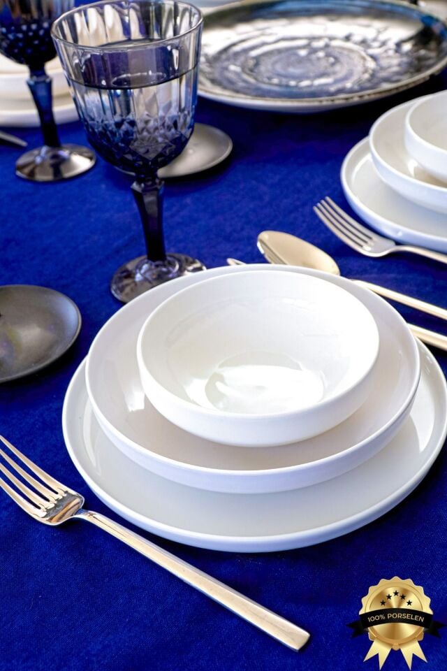 Rüya Kırık Beyaz 18 Parça 6 Kişilik Porselen Yemek Takımı