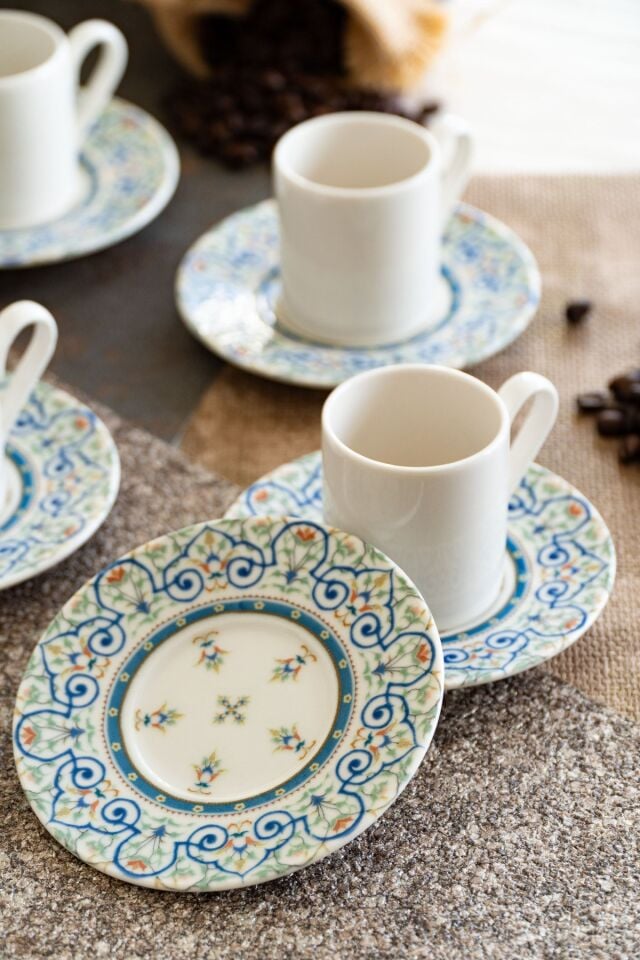 Saraylı 12 Parça 6 Kişilik Porselen Kahve Fincan Takımı