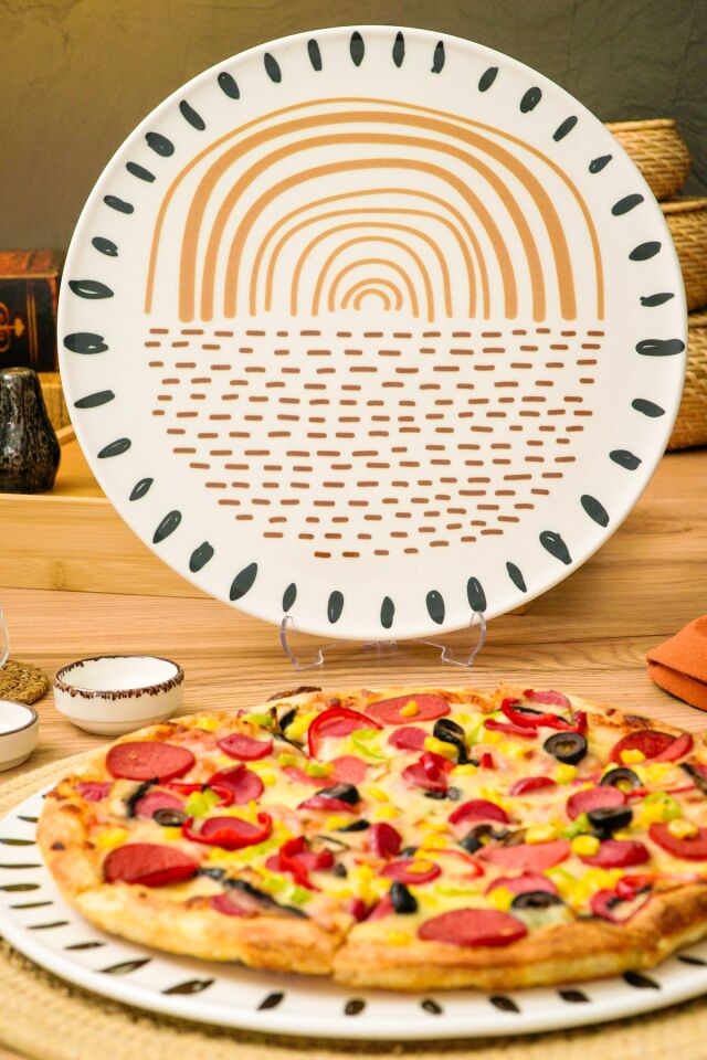 Yakamoz 2'li 32 cm Porselen Pizza ve Servis Tabağı
