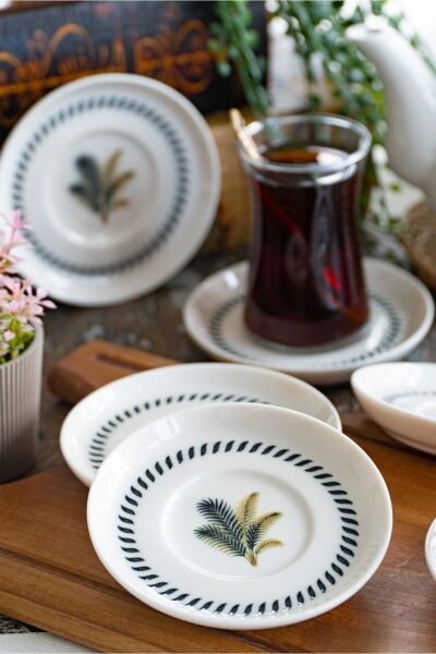 Palmiye 6 'lı Porselen Çay Tabağı Seti