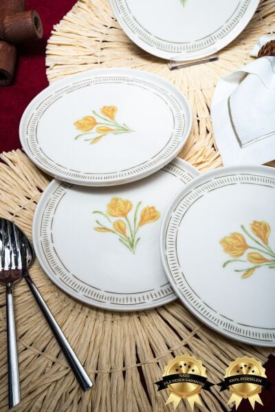 Mimoza 6'lı Porselen Pasta Tabağı Seti