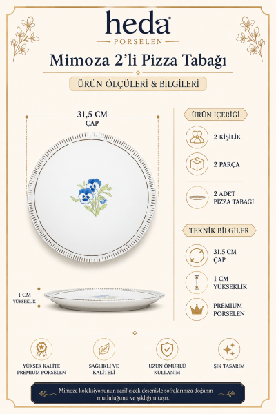 Mimoza 32cm 2'li Pizza Tabağı Seti