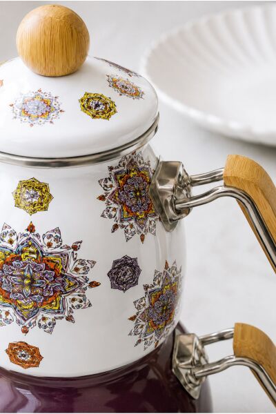 Signature Emaye Kulplu Çaydanlık Takımı Mor