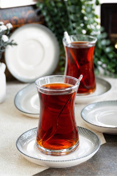 Meridyen 12 cm 6'lı Porselen Çay Tabağı Seti