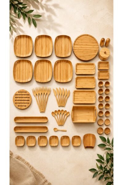 Naturya 6 Kişilik 57 Parça Bambu Kahvaltı Takımı